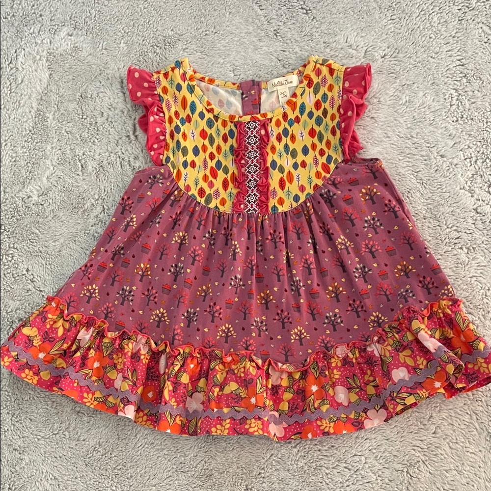 Matilda Jane Multicolor Dress /Tunic with Ruffle Sleeves SZ 4